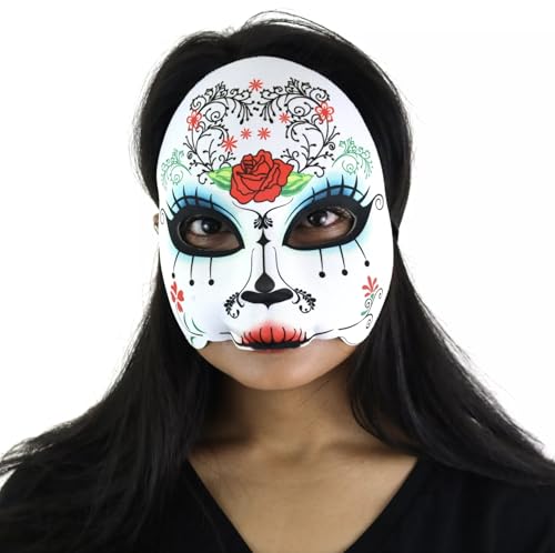 RockParty Damen Tag der Toten Sugar Skull Half Face Augenmaske "Maria" Halloween Karneval Maskerade Kostüm Zubehör von RockParty