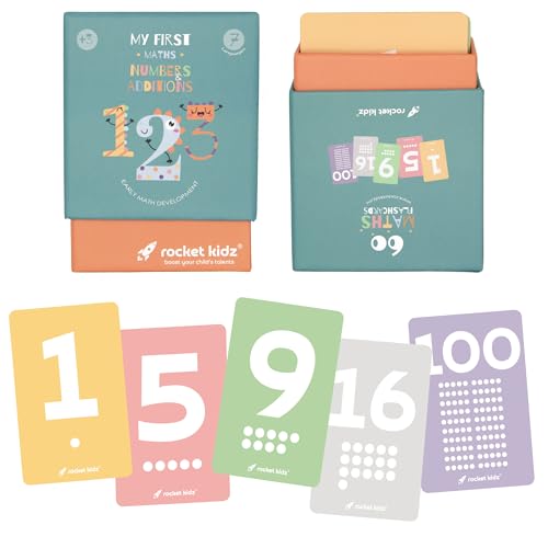 Rocket Kidz - Meine ersten Montessori-Mathematik: Zahlen und Addition - 60 Montessori-Flashcards für die frühkindliche Förderung des mathematischen Denkens bei Babys und Kleinkindern [7 Sprachen] von Rocket Kidz