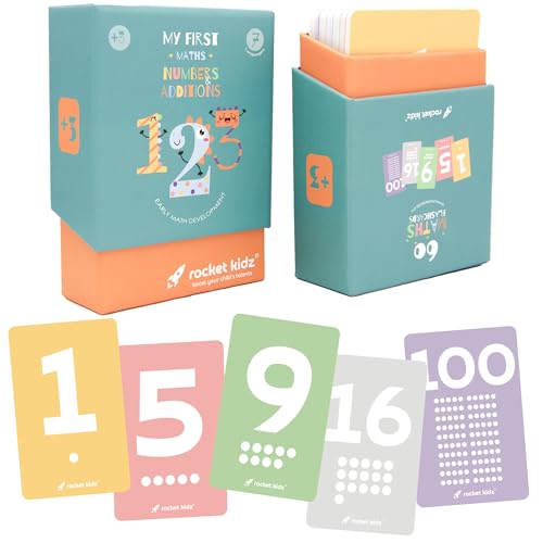 Rocket Kidz - Meine ersten Montessori-Mathematik: Zahlen und Addition - 60 Montessori-Flashcards für die frühkindliche Förderung des mathematischen Denkens bei Babys und Kleinkindern [7 Sprachen] von Rocket Kidz