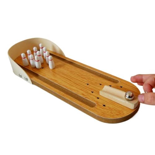 Mini-Bowlingbahn-Set – Tischspiel aus Holz für Kinder & Erwachsene – Geschicklichkeitsentwicklung & Familienspaß (29 cm x 10 cm x 4,4 cm) von Rocky Green