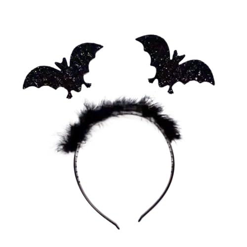 Rocky Green Halloween-Haarbänder mit Federn, Haarspangen mit verstellbarem Band, gruseliger Party-Haarschmuck für Damen und Herren (Bat) von Rocky Green
