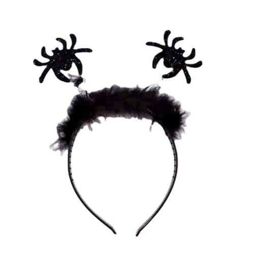 Rocky Green Halloween-Haarbänder mit Federn, Haarspangen mit verstellbarem Band, gruseliger Party-Haarschmuck für Damen und Herren (Spinnen) von Rocky Green