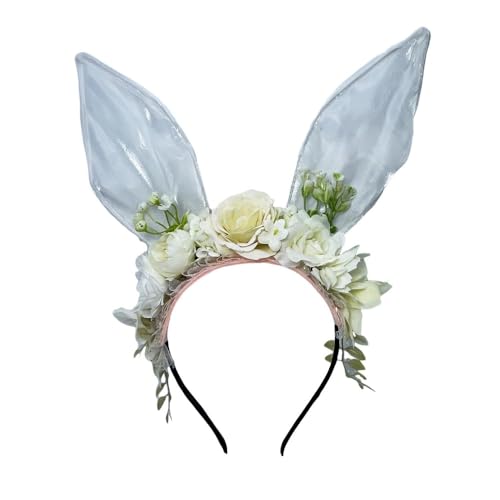 Rocky Green Oster-Haarband mit Hasenohren, bunt, Frühling-Haarschmuck für Damen und Mädchen, Party, Fotografie, Kostüm-Requisiten (mehrfarbig) (weiß) von Rocky Green