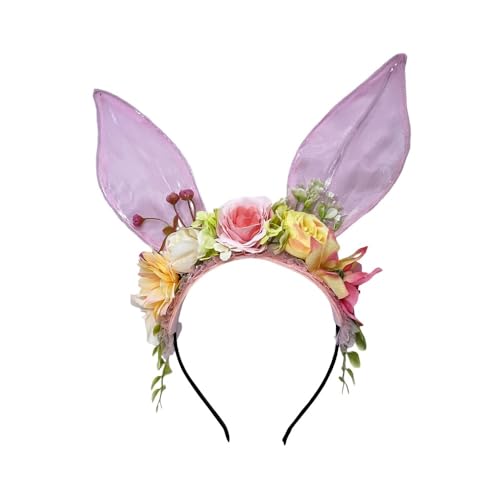 Rocky Green Oster-Stirnband mit Hasenohren, bunt, Frühling-Haarschmuck für Damen und Mädchen, Party, Fotografie, Kostüm-Requisiten (mehrfarbig) (Rosa) von Rocky Green