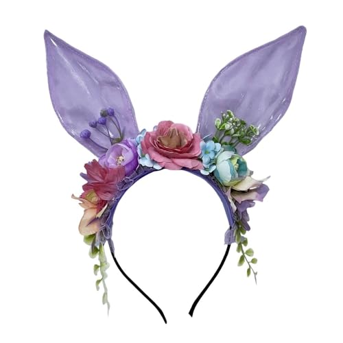 Rocky Green Oster-Stirnband mit Hasenohren – buntes Frühlings-Haarschmuck für Damen und Mädchen, Party, Fotografie, Kostüm-Requisiten (mehrfarbig) (lila) von Rocky Green