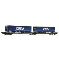 ROCO 6600034 H0 DC Doppeltaschen-Gelenkwagen T3000e mit zwei LKW-Aufliegern der Spedition DSV, TX Logistik, Ep. VI ROCO 6600034 H0 DC Doppeltaschen-Gelenkwagen T3000e mit zwei LKW-Aufliegern der Spedition DSV, TX Logistik, Ep. VI von Roco