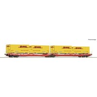 ROCO 6600057 H0 Doppeltaschen-Gelenkwagen T3000e mit vier Wechselpritschen „DHL“, DB AG, Ep. VI ROCO 6600057 H0 Doppeltaschen-Gelenkwagen T3000e mit vier Wechselpritschen „DHL“, DB AG, Ep. VI von Roco