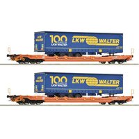 ROCO 6600064 H0 2-tlg. Set: Taschenwagen T5 mit Aufliegern der Spedition LKW Walter, Wascosa, Ep. VI von Roco