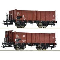 ROCO 6600253 H0 2-tlg. Set: Offene Güterwagen Omu, DR, Ep. III von Roco