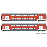 ROCO 74149 H0 2-tlg. Set: Doppelstockwagen DABpza Wechselstrom, DB AG, Ep. VI von Roco