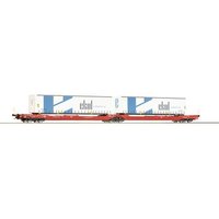 ROCO 77386 H0 Doppeltaschen-Gelenkwagen T3000e + Ekol Wechselbrücken, DB AG, Ep. VI von Roco