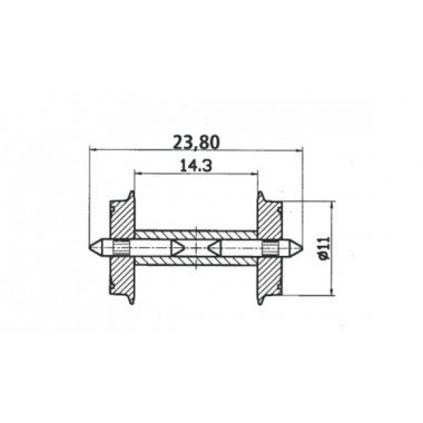 Roco 40193 - Roco HO - DC-Radsatz 11 mm mit geteilter Achse Roco 40193 - Roco HO - DC-Radsatz 11 mm mit geteilter Achse von ROCO
