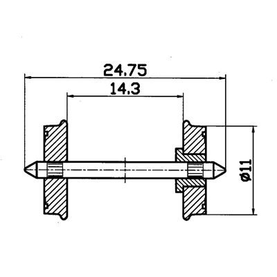 Roco 40264 - Roco HO - Radsatz RP 25 DC, einseitig isoliert. Ø 11mm Roco 40264 - Roco HO - Radsatz RP 25 DC, einseitig isoliert. Ø 11mm von ROCO
