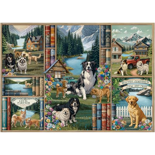 Puzzles für Erwachsene 1000 Teile, Rocorose Hunde Bücherregal Natur Landschaft Puzzle Schwierige Tierpuzzle für Familie Herausforderung für Spieleabend Puzzlebuch Heimdekoration Puzzles für Erwachsene 1000 Teile, Rocorose Hunde Bücherregal Natur Landschaft Puzzle Schwierige Tierpuzzle für Familie Herausforderung für Spieleabend Puzzlebuch Heimdekoration von Rocorose