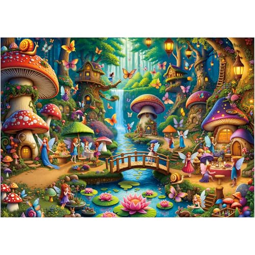 Rocorose Puzzle für Erwachsene, 1000 Teile, Märchen-Pilzhaus, buntes Feenhaus-Puzzle, anspruchsvolle Familie, perfekt für Spielabende, Party, Schmetterling, Blumen-Dekoration Rocorose Puzzle für Erwachsene, 1000 Teile, Märchen-Pilzhaus, buntes Feenhaus-Puzzle, anspruchsvolle Familie, perfekt für Spielabende, Party, Schmetterling, Blumen-Dekoration von Rocorose