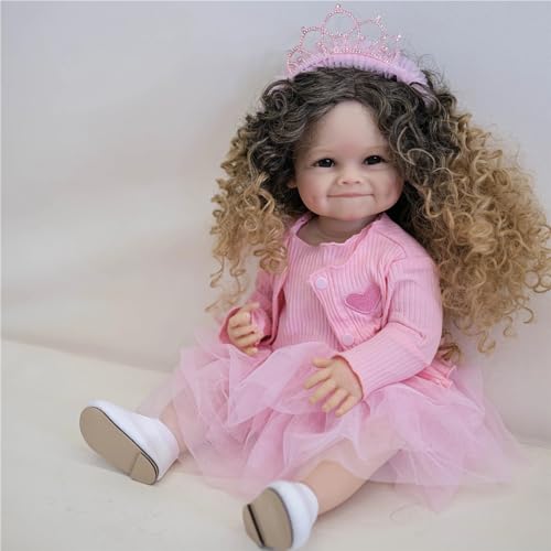 Roctiluny 55CM Raya Reborn Kleinkind Mädchen Ganzkörper weiches Silikon Vinyl Hübsches Mädchen Prinzessin lebensechte Babypuppe für Mädchen von Roctiluny