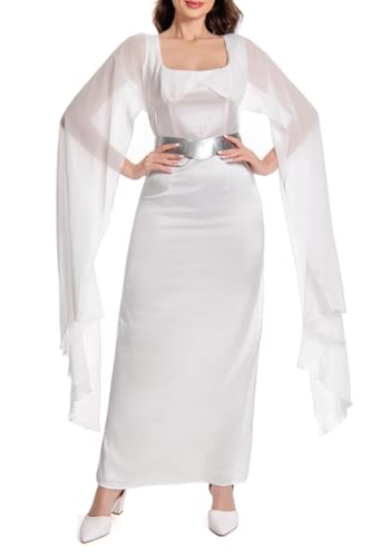 Rodwake Prinzessinnen-Kostüm für Damen, weiß, mit Kapuze, lang, klassisch, Deluxe-Anzug, Weiss/opulenter Garten, Small von Rodwake