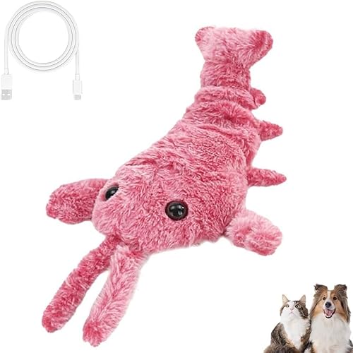 Interaktives Hummer-Hundespielzeug – USB-aufladbares, Bewegliches Kauspielzeug, 36 Cm Großes, Wackelndes Plüschspielzeug Für Katzen Und Hunde Mit Automatischer Sprungfunktion, Waschbares Welpengeschen von Roeiiow