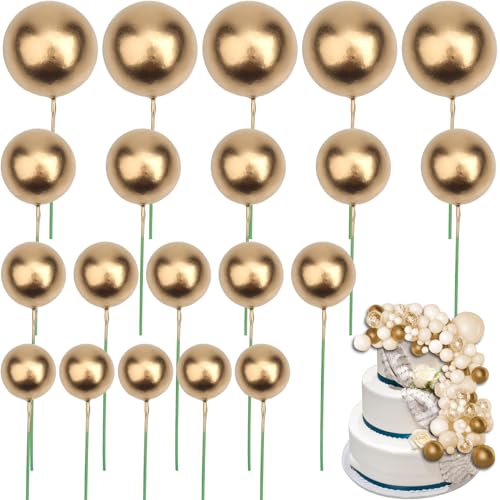 Roellgs 20 Stück goldene Kugel-Kuchenaufsätze, runde Kugel-Kuchenaufsätze, Bastelarbeiten, Backformen, Dekorationswerkzeuge für Hochzeit, Abschlussfeier, Geburtstagsfeier (Gold) von Roellgs