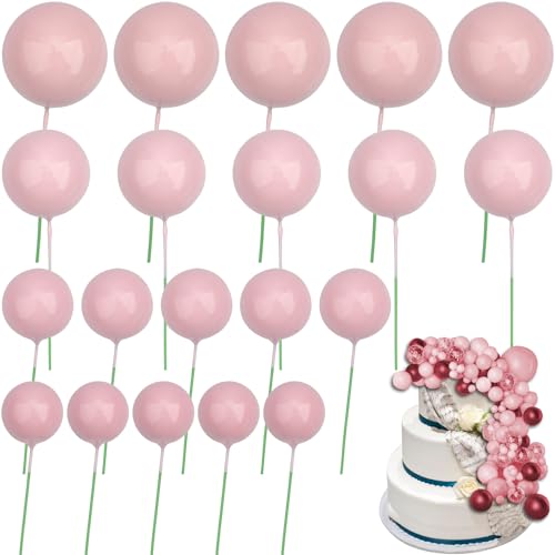 Roellgs 20 Stück goldene Kugel-Kuchenaufsätze, runde Kugel-Kuchenaufsätze, Bastelarbeiten, Backformen, Dekorationswerkzeuge für Hochzeit, Abschlussfeier, Geburtstagsfeier (Rosa) von Roellgs
