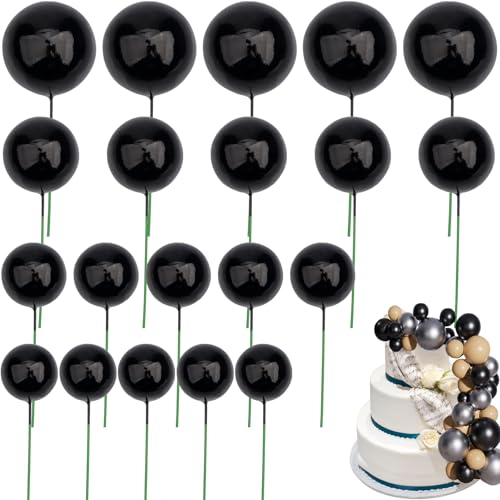 Roellgs 20 Stück goldene Kugel-Kuchenaufsätze, runde Kugel-Kuchenaufsätze, Bastelarbeiten, Backformen, Dekorationswerkzeuge für Hochzeit, Abschlussfeier, Geburtstagsfeier (schwarz) von Roellgs