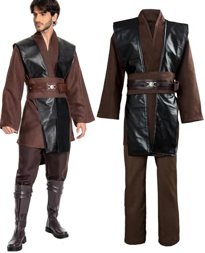 Anakin Skywalker-Kostüm für Erwachsene, Herren, Tunika, Robe, Obi-Wan, Cosplay, Hose, Schärpe, Gürtel, Zubehör, Outfit, Kaffee, S Anakin Skywalker-Kostüm für Erwachsene, Herren, Tunika, Robe, Obi-Wan, Cosplay, Hose, Schärpe, Gürtel, Zubehör, Outfit, Kaffee, S von Roeutoo