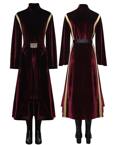 Padme Kostüm für Damen, komplettes Set, Outfits, Queen, Padme, Amidala, Cosplay, Robe, Hose, Gürtel, Zubehör für Erwachsene, Rot/Ausflug, einfarbig (Getaway Solids), L von Roeutoo