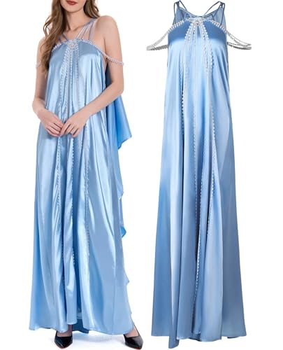 Roeutoo Padme Kostüm Kleid Damen Outfits Queen Padme Amidala Nachthemd Erwachsene Cosplay Kostüme, Blau, XXL von Roeutoo