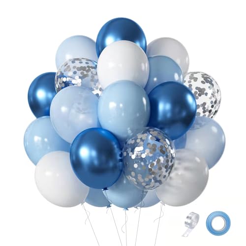 Luftballons Blau Set, 60 Stück Ballons Hellblaue Ballons Blaue Weiß mit Metallic Blau Ballons Konfetti Ballons für Hochzeit Verlobung Babyshower Jungen Geburtstag Party Dekorationen Luftballons Blau Set, 60 Stück Ballons Hellblaue Ballons Blaue Weiß mit Metallic Blau Ballons Konfetti Ballons für Hochzeit Verlobung Babyshower Jungen Geburtstag Party Dekorationen von Roimylie