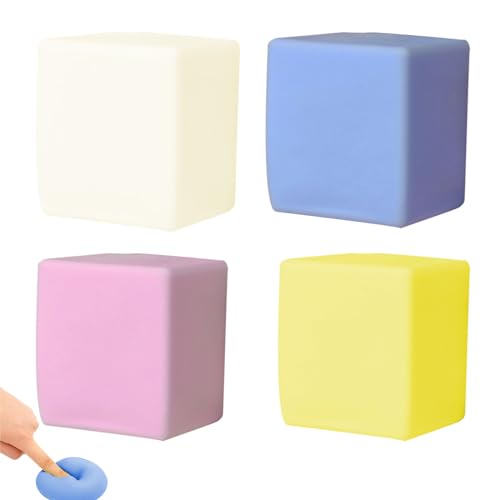4 Stück Anti-Stress-Ball Würfelförmig, Stressball für Kinder, Knetball, Fidget Fun Toy für Erwachsene, Geburtstag Geschenke (Zufällige Farbe) von Roinaid