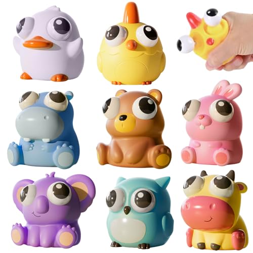 Anti Stress Spielzeug 8 Stück Stressball Kinder,Anti Stress Tier Interessant Quetsch Spielzeug,Popping Out Eyes Squeeze Toys,Stress Abbauen,Geeignet für Erwachsene und Kinder von Roinaid