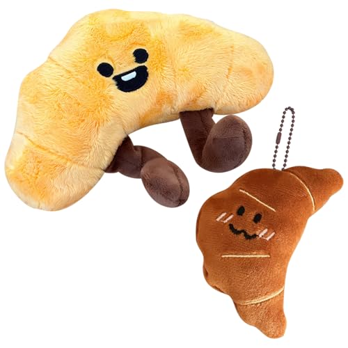 Roinaid 1 Stück Croissant Kuscheltier,Croissant Plüschtier,20 cm Brot Form Plüschtier,mit Schlüsselanhänger,Plüschkissen mit Essen,Heimdekoration,Lustiges und Kreatives Geschenk für Kinder von Roinaid