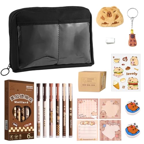Roinaid Capybara Federmäppchen,Capybara Schulsachen,Süßes Schreibwaren Geschenkset für Kinder,Enthält Stift, Haftnotiz Anhänger Clip Aufkleber Delphin-Plüschbrosche Haftnotiz,für Kinder und Schüler Roinaid Capybara Federmäppchen,Capybara Schulsachen,Süßes Schreibwaren Geschenkset für Kinder,Enthält Stift, Haftnotiz Anhänger Clip Aufkleber Delphin-Plüschbrosche Haftnotiz,für Kinder und Schüler von Roinaid