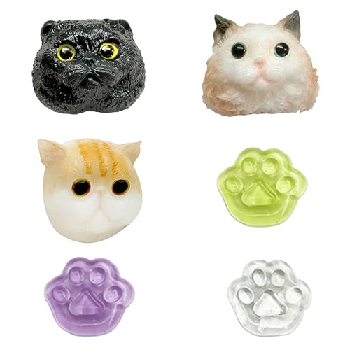 Squishy Katze Molliges Katzen-Quetschspielzeug,Cat Squish Toys Schwarze Katze,Ragdoll-Katze,Garfield-Katze für Kinder und Erwachsene zum Stressabbau,Kommt mit 3 Kätzchenkrallen(Farbe Zufällig) von Roinaid