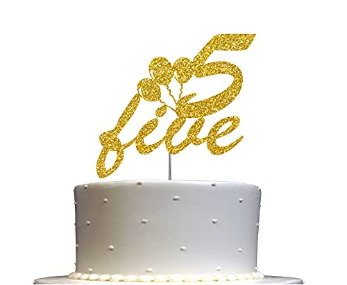 Tortenaufsatz zum 5. Geburtstag, Goldglitzer, Zahl 5, Kindergeburtstagsparty-Dekorationsideen, Premium-Qualität, stabiler doppelseitiger Glitzer, Acrylstab Hergestellt in den USA Tortenaufsatz zum 5. Geburtstag, Goldglitzer, Zahl 5, Kindergeburtstagsparty-Dekorationsideen, Premium-Qualität, stabiler doppelseitiger Glitzer, Acrylstab Hergestellt in den USA von RokAPary