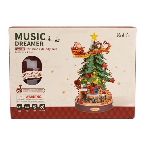 Rolife 3D Hölzerne Spieluhr Weihnachten Melodie Baum 3D Puzzle mit Spinnerei Zug Hölzerne Modell Kits für Erwachsene zu Bauen mit Musik Kreative Geschenke für Weihnachten Rolife 3D Hölzerne Spieluhr Weihnachten Melodie Baum 3D Puzzle mit Spinnerei Zug Hölzerne Modell Kits für Erwachsene zu Bauen mit Musik Kreative Geschenke für Weihnachten von Rolife