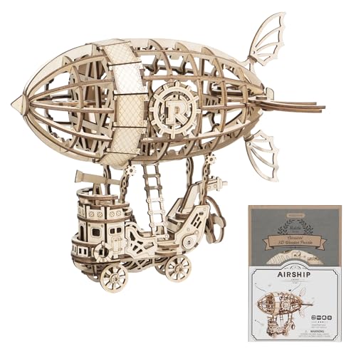 Rolife 3D Puzzle Holz Handwerk Kits Holzmodellbau Holzpuzzle 3D Spielzeug Geburtstag Weihnachten für Erwachsene und Kinder 8+ Jahre Bausatz Erwachsene Zeppelin Modell (Airship) von Rolife