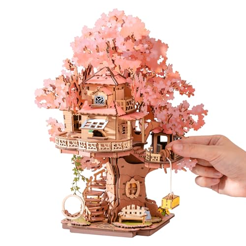 Rolife 3D Puzzle Sakura Baumhaus, Modellbausatz für Erwachsene aus Holz, 535-Teile schnappfester Holzmodell Puzzle mit glitzernden Kirschblüten, Handwerker & Homedekor Rolife 3D Puzzle Sakura Baumhaus, Modellbausatz für Erwachsene aus Holz, 535-Teile schnappfester Holzmodell Puzzle mit glitzernden Kirschblüten, Handwerker & Homedekor von Rolife