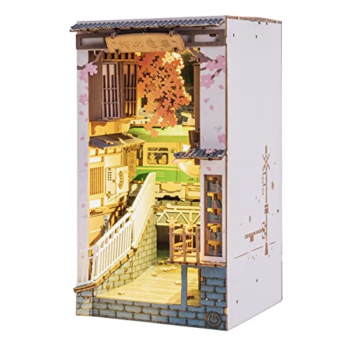 Rolife Book Nook Kits 3D Puzzles Holz Holzpuzzle Erwachsene DIY Bücherecke Holzmodelle Bausätze für Bücherregal Buchstützen Dekor (Sakura Densya) von Rolife