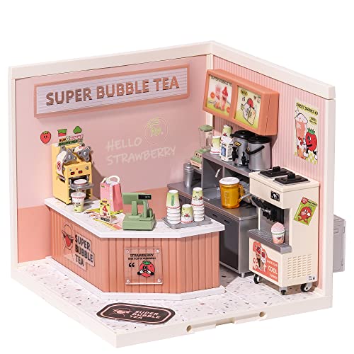 Rolife Ausbaufähig Bubble Tea Geschäft Minihaus Modell-Miniatur Modellbausätze 3D Puzzle für Erwachsene zu Bauen-Schreibtisch Dekoration Geschenkidee für Frauen(DW006) von Rolife