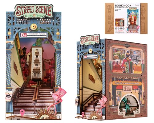 Rolife Book Nook Kit, DIY Miniaturhaus-Set für Erwachsene zum Bauen, Bücherecken-Bücherregal-Dekoration, Diorama-Kit, Weihnachts- und Geburtstagsgeschenk (Straßenszene) von Rolife
