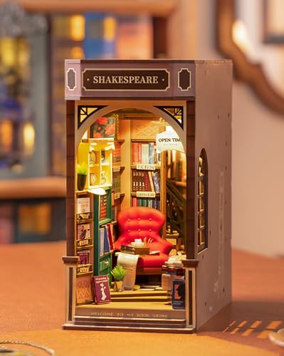 Rolife Book Nook Kit Buchstützen DIY Miniatur Haus 3D Puzzles Holz Book Nook Diorama Modelbau für Erwachsene Modellbausatz Weihnachten Geburtstag Geschenke (Buchhandlungen) von Rolife