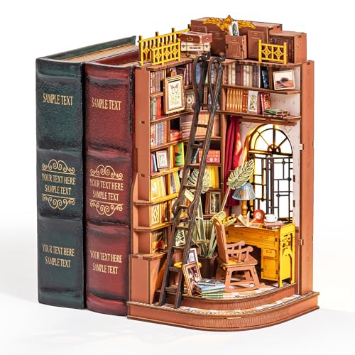 Rolife Book Nook Kit Stille Ecke zum Lernen Booknook Diorama Bausatz Holzmodellbausatz für Erwachsene zum Selberbauen Bücherregal Dekoration Geburtstagsgeschenk von Rolife