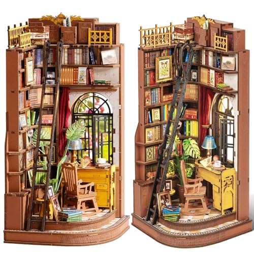 Rolife Book Nook Kit für Erwachsene DIY Miniature House mit Licht Silent Corner Study Booknook Bausatz 3D-Holzpuzzle Bücherstütze für Regal Bibliothek Bücherregal Dekoration von Rolife