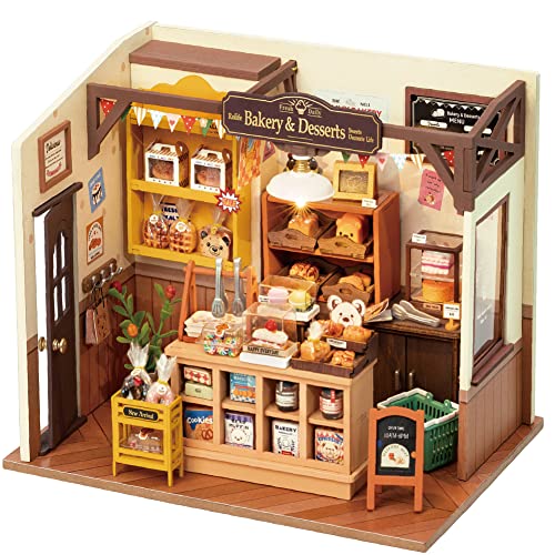 Rolife Puppenhäuser Miniatur Haus Kit mit Möbeln und LED-Licht Puppenhaus Holz Modellbausätze für Erwachsene und Kinder Bauen Weihnachten Geschenke für die Familie (Becka's Baking House) von Rolife