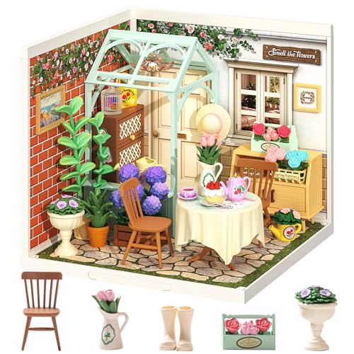Rolife Super Creator DIY Miniature House Miniatur Haus Bausatz Selber Bauen Deko für Schreibtisch oder Bücherregal Modellbausatz Diorama Modellbau Bastelset für Kinder (Blooming Tea Garden) von Rolife