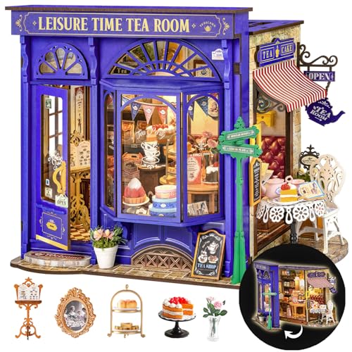 Rolife DIY Puppenhaus Miniaturhaus Kit 1:18 Edwardian Teestube mit zu öffnender Fassade, Diorama Gebäude Modell Bausatz Basteln für Erwachsene Home Decor Kreatives Geschenk für Jungen Mädchen von Rolife