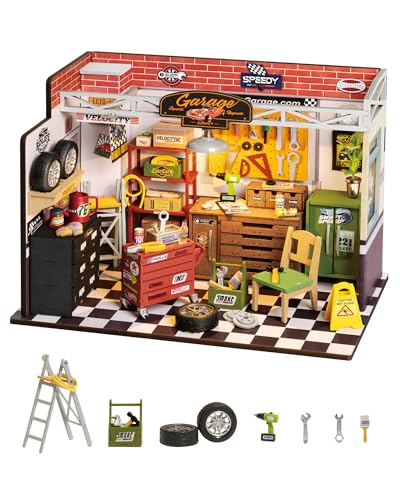 Rolife Holz Puppenhaus Garage Werkstatt Miniatur DIY Handwerk Kits Puppenhaus Kit Bausätze mit LED Leuchten Weihnachts Geburtstagsgeschenk für Kinder und Erwachsene von Rolife