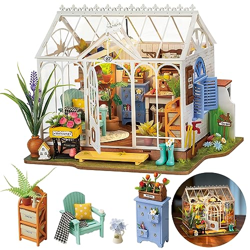Rolife Puppenhäuser Miniatur Haus Kit mit Möbeln und LED-Licht Puppenhaus Holz Modellbausätze für Erwachsene und Kinder Bauen Weihnachten Geschenke für die Familie (Dreamy Garden) von Rolife