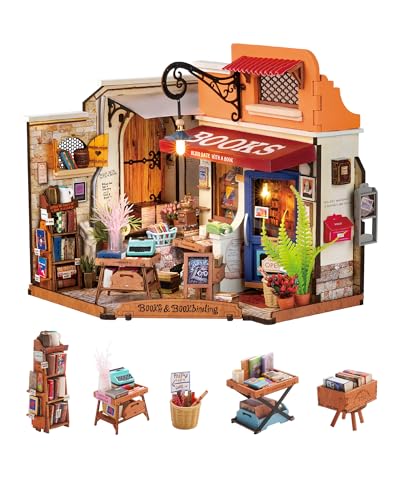 Rolife Puppenhaus Ecke Buchhandlung DIY Miniaturhaus Bausatz Puppenhaus Holzmodellbausatz mit Möbeln 3D Puzzles für Kinder und Erwachsene von Rolife